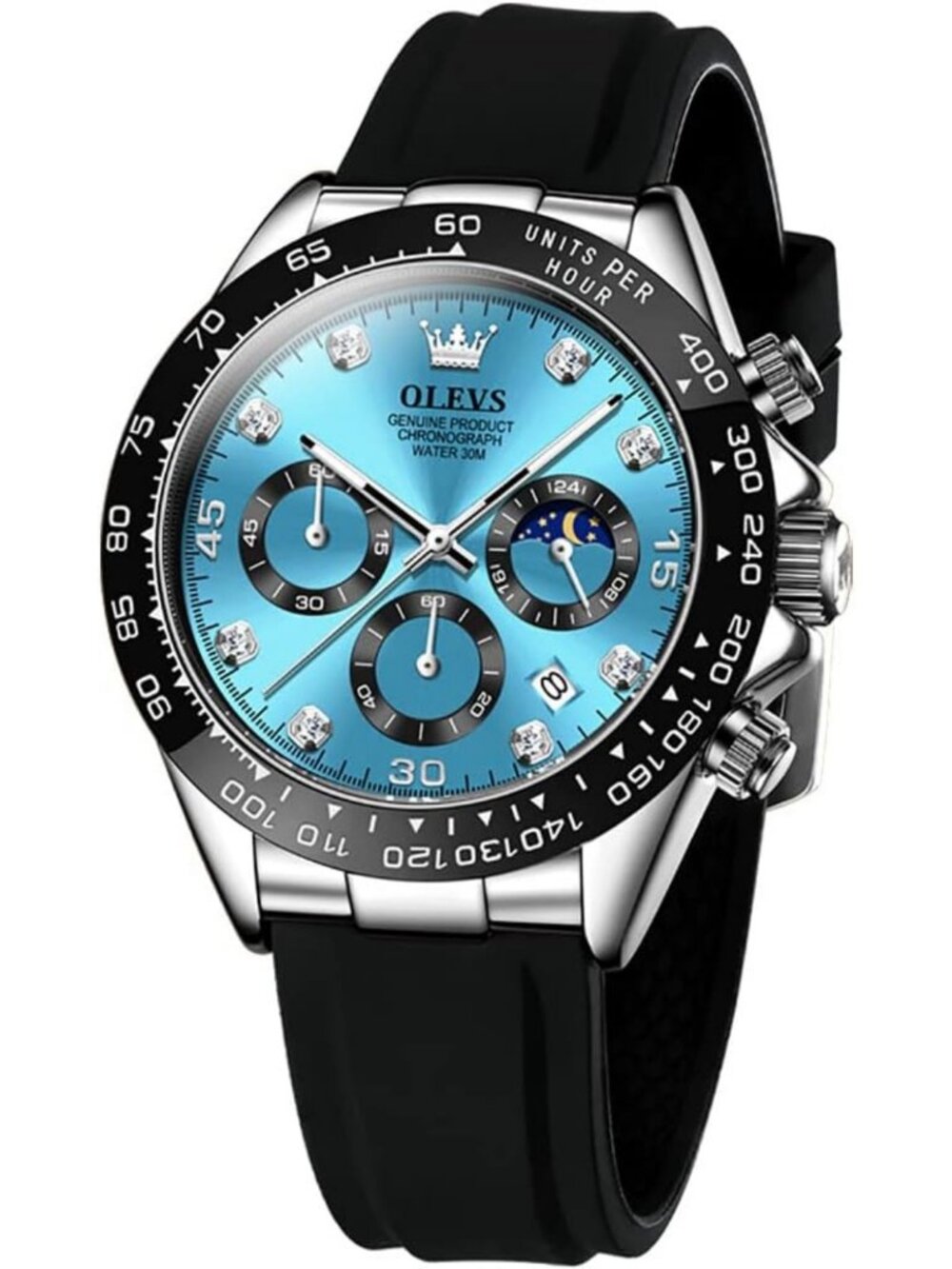 Stylish Men's Waterproof Analog Quartz Watch with Chronograph, Diamond